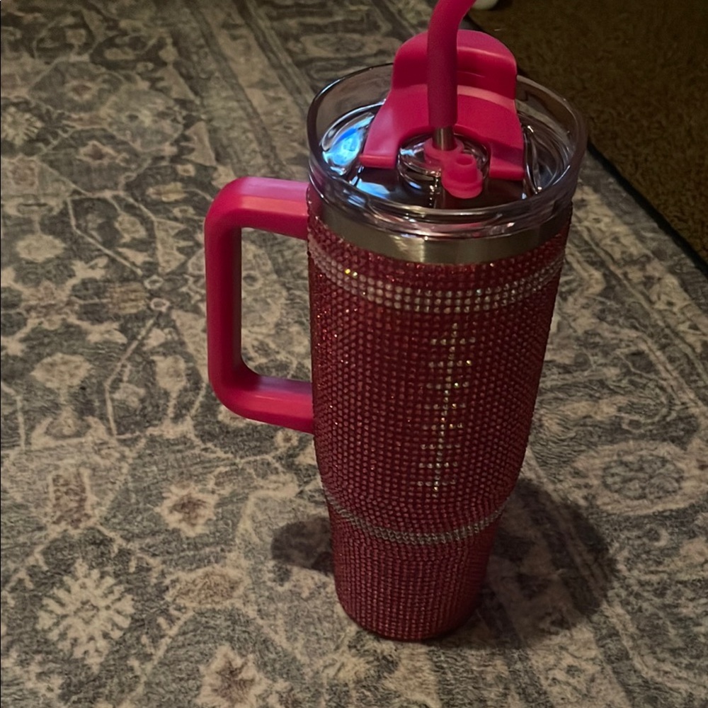 Sparkling Pink football  Tumbler with Handle